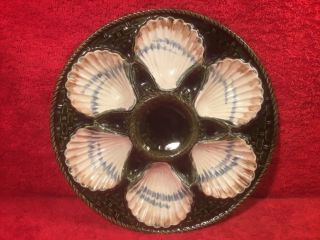 Oyster Plate Antique French Longchamp Majolica Oyster Plate,  Op538