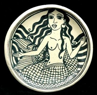 Round Ceramic Trinket Dish Angelica Morales Folk Art Mexican Mermaid Sirena