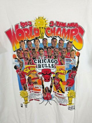 Vtg.  1993 Chicago Bulls Nba World Champions Salem Cartoon T - Shirt Men 