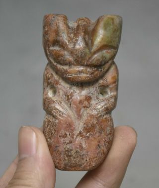 2.  8 " China Hongshan Culture Old Jade Stone Carved Helios Sun God Pendant Plm0091