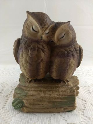 Vintage Gorham Loving Owls Music Box Plays " Love Makes The World Go 