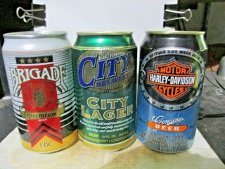 Brigade_ City Lager_ Harley Aluminum Beer Cans - [read Description] -