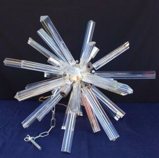 Vtg Mcm 1960s Murano Venini Crystal Triedro Glass Prism Sputnik Lamp Chandelier