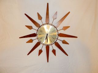 Mid Century Modern Sunburst Starburst Wall Clock,  21 