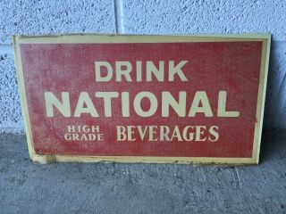 Vintage Drink National Beverages Tin Sign Old Stock Bayonne,  Nj