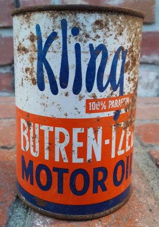 Vintage Kling Motor Metal Oil Can Quart