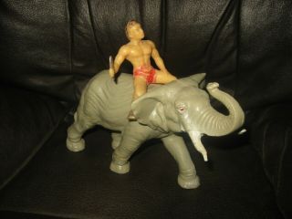 J.  H.  Miller Circa 1957 Scarce Tarzan & Charging Elephant Blomold Plastic Figure