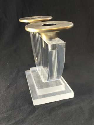Vintage Lucite / Acrylic & Brass Hollywood Regency candle stick holder DECO 2