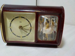 Vintage Reuge Western Germany Dancing Ballerina Clock Music Box Hi - Lili Hi - Lo