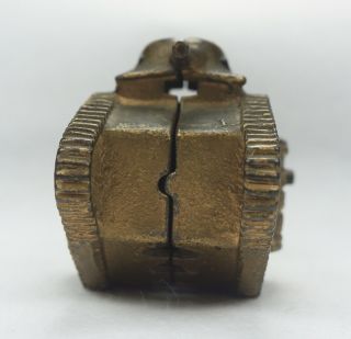 Vintage Cast Iron Coin Tank Bank WW 1 era gold paint 3