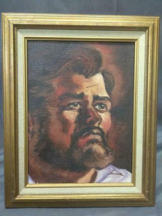Old Vintage Artist Signed Framed Portrait Oil Painting Man Jesus Christ Figure
