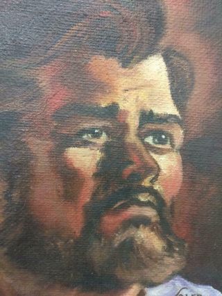 Old Vintage Artist Signed Framed Portrait Oil Painting Man Jesus Christ Figure 2