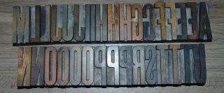 Vintage Wood Letterpress Print Type Blocks 2 7/16 " Tall 33 Blocks