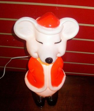 Vintage Union Products Hard Plastic Santa Mouse Xmas Lighted Blow Mold - 16 Inch