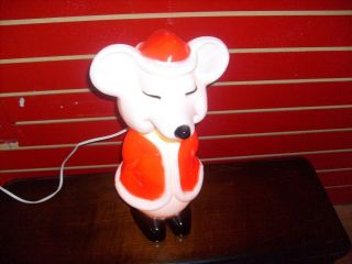 Vintage Union Products Hard Plastic Santa Mouse Xmas Lighted Blow Mold - 16 Inch 2