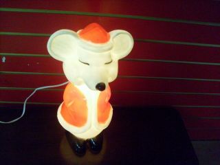 Vintage Union Products Hard Plastic Santa Mouse Xmas Lighted Blow Mold - 16 Inch 3
