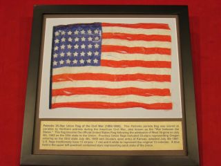 Authentic 35 Star 1864 Civil War Union Parade Flag.  Framed For Display.  Silk