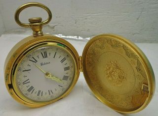 Vintage Bulova Pocket Watch Style Wind Up Alarm Clock 2RA 027 2
