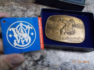 1975 Smith & Wesson Solid Brass Belt Buckle " The Hostiles ",