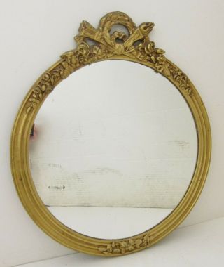 Vintage 1960s/70s Retro Victorian Floral Round Mirror In Ornate Gilt Frame 17x20