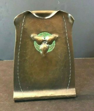 Single Roycroft Arts & Crafts Hand Hammered Copper Bookend C.  1910 - 15