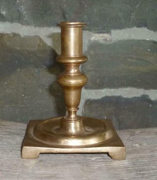 Early Antique 17th Century Brass Candlestick Lighting Candle Holder