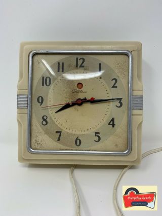 Vintage Warren Telechron Electric Wall Clock Model 2h11 - Made In Usa