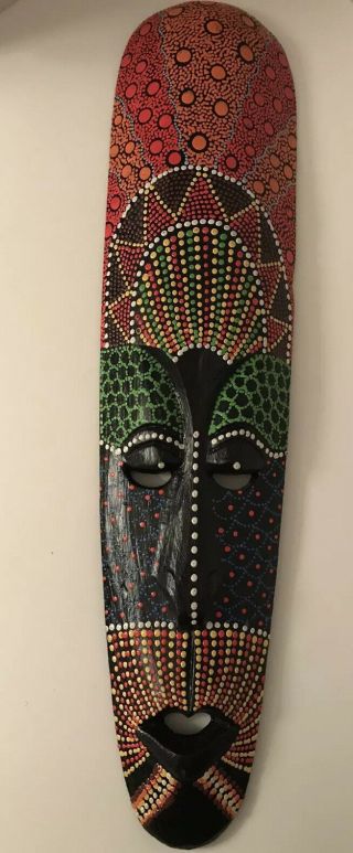 Art African Tribal Mask Aboriginal Wooden Hand Carved Paint Decor Wall Hang Gift