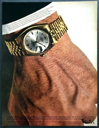 1966 Mens Rolex Oyster Perpetual Chronometer Datejust Watch Photo Promo Print Ad