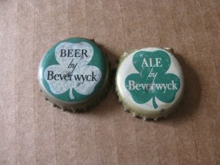 2 Dif Beverwyck Cork Beer Caps Albany York Vintage Ny Crowns