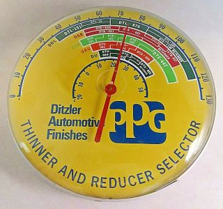 Vintage 1970 Ppg Ditzler Car Paint Gas Oil 12 " Metal Thermometer Sign