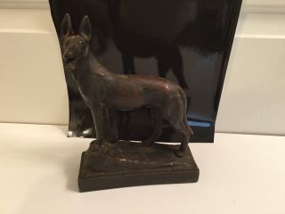Antique Paul Herzel Pompeian Bronze Clad Sculpture Of German Shepherd Dog
