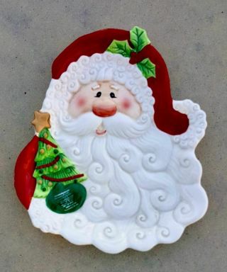 Fitz & Floyd Essentials Merry Christmas Santa Face Canape Plate