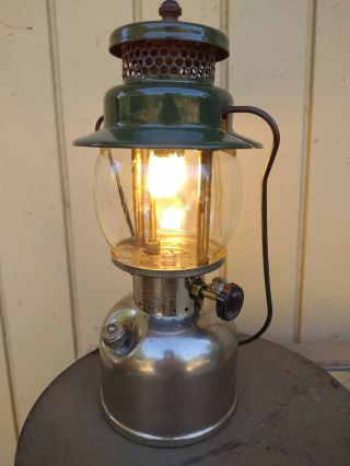 Vintage 1949 Nickel Coleman 242c Single Burner White Gas Lantern