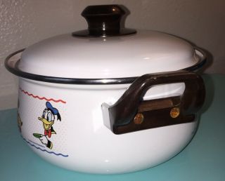 Walt Disney MICKEY MOUSE Donald Duck MINNIE MOUSE Vintage Enamel Pot Kettle 2