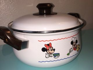 Walt Disney MICKEY MOUSE Donald Duck MINNIE MOUSE Vintage Enamel Pot Kettle 3