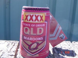 Xxxx State Of Origin Qld Maroons Can/stubby Holder With Tags