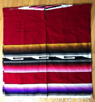 Vintage Mexican Saltillo Serape poncho blanket wrap finely woven vibrant rug 2