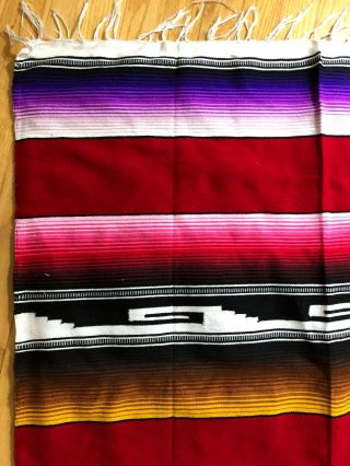 Vintage Mexican Saltillo Serape poncho blanket wrap finely woven vibrant rug 3