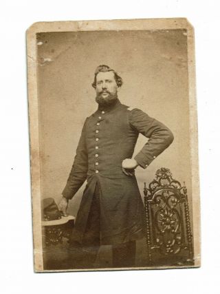 Early Civil War Cdv Soldier Officer In Uniform With Kepi