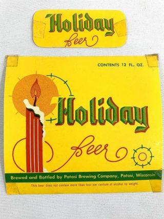 Rare Vintage Potosi Brewing Holiday Beer Bottle Can Label Candle Wisconsin 12oz