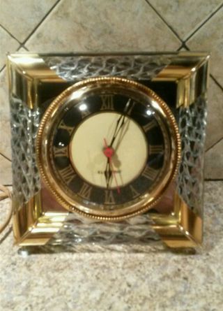 Vintage E.  Ingraham Co.  Art Deco - Mirror,  Brass & Glass Rope Electric Clock - Runs