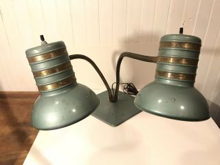 Vintage Mid Century Modern Industrial Blue Flex Dazor Desk Lamp 1059