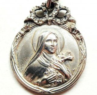 Gorgeous Art Nouveau Antique Medal Pendant To Saint Therese Of Infant Jesus