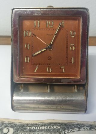 Vintage Rare Art Deco Jaeger Lecoultre 2 Swiss Alarm Travel Clock