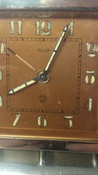 Vintage rare Art Deco Jaeger LeCoultre 2 Swiss Alarm Travel Clock 2