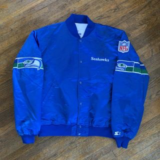 Rare Vintage 1980s Seattle Seahawks Satin Jacket Starter Pro Line Men’s Size Xl