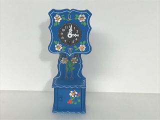 Vintage W Germany Mini Grandfather Clock 7.  5” Floral (blue)