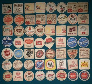 56 Vintage 60 - 80s Beer Coasters Pearl Schmitz Blatz Burgie Lonestar Yuengling