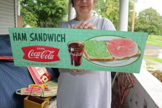 Vintage 1958 Coca Cola Ham Sandwich Fishtail Restaurant 22 " Sign